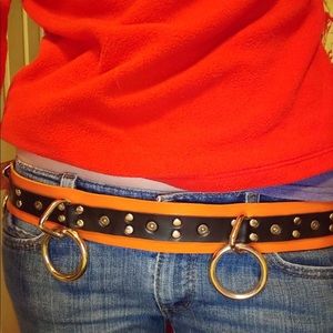 Orange and black bondage belt